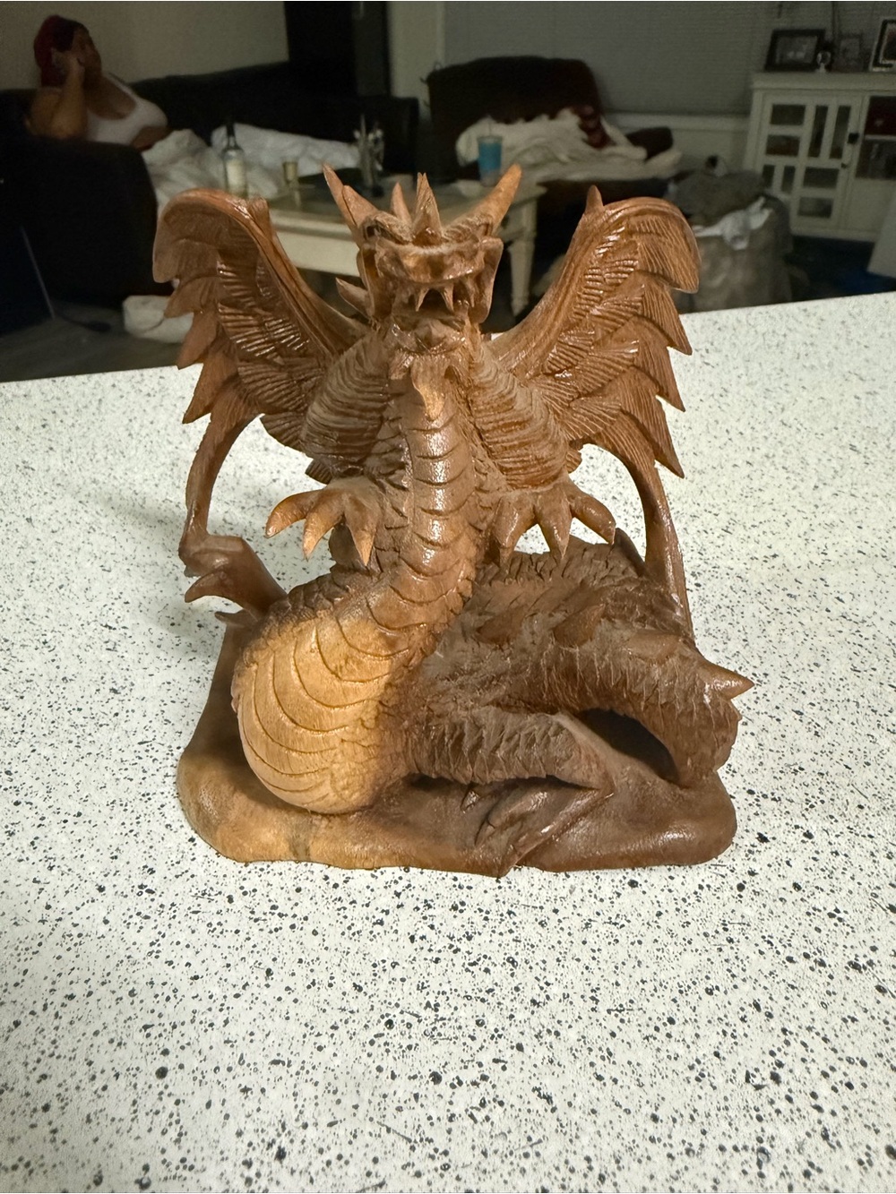 Vintage Magnificent Hand Carved Wooden Dragon With Open Wings | Handmade in Bali